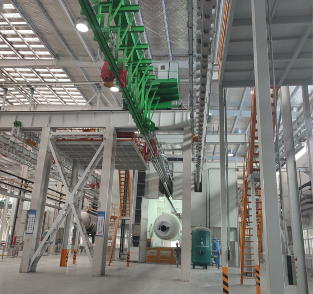 Mixing truck powder coating production line